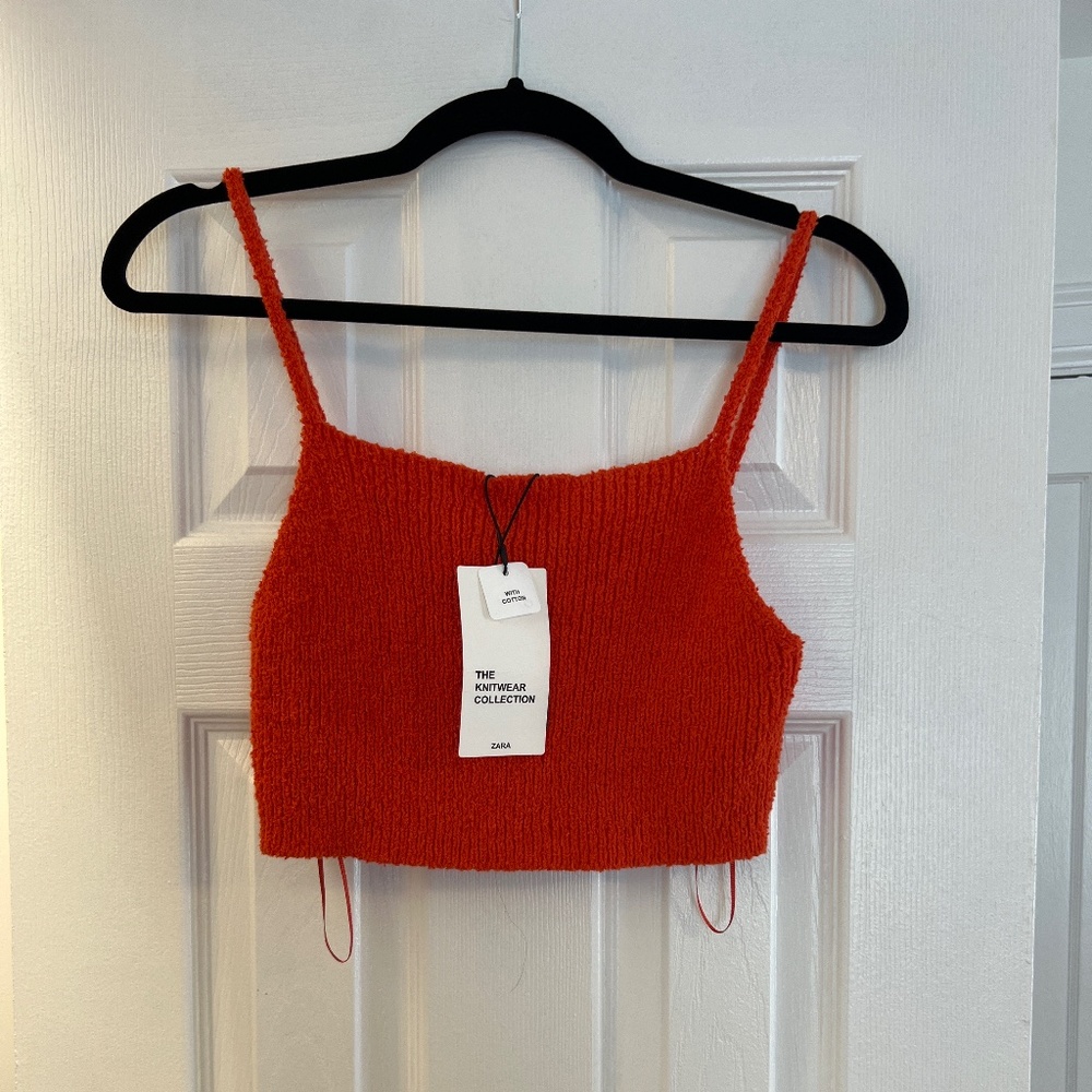 Zara knit crop top red medium